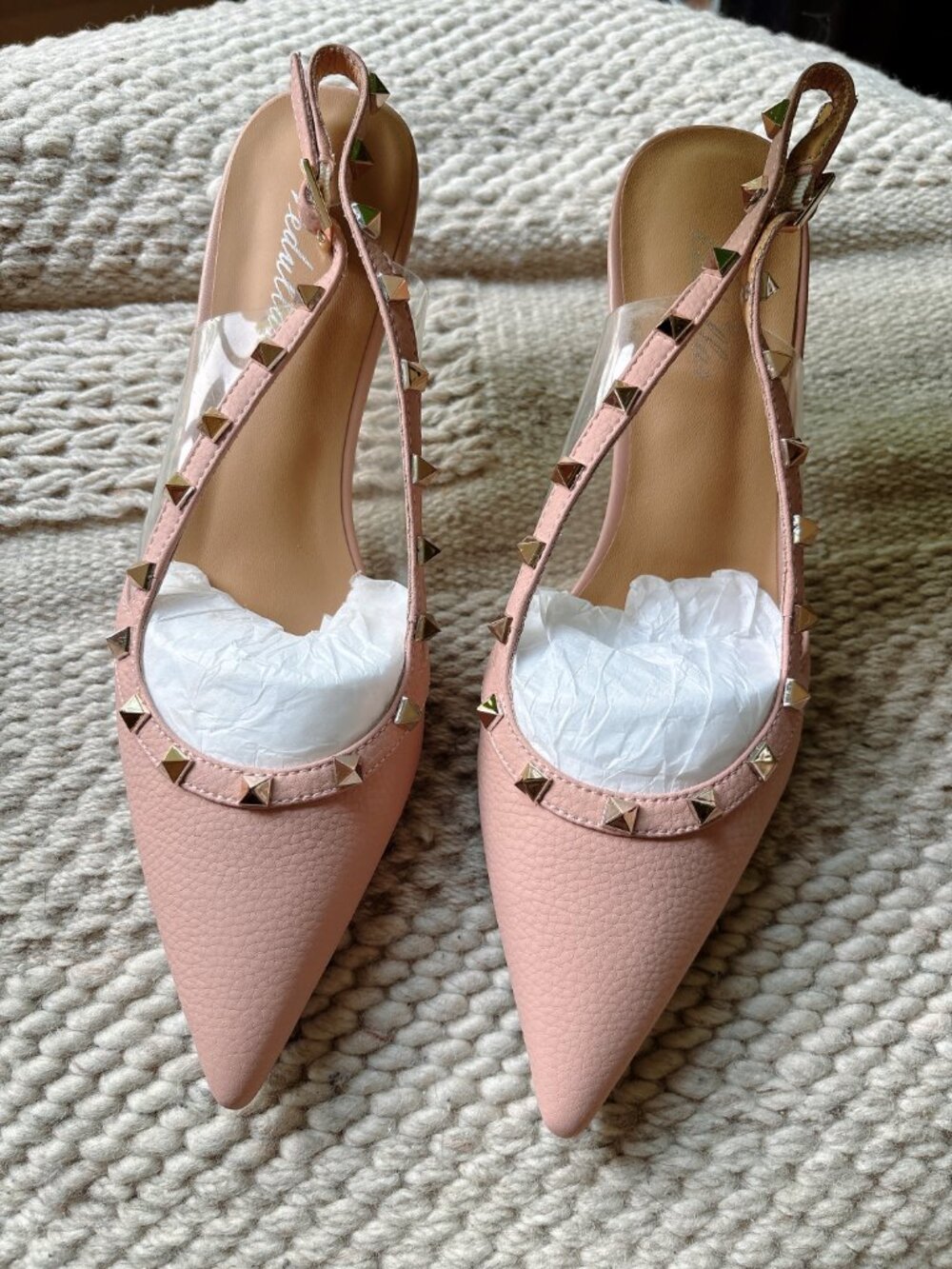 Leather Pink Studded Kitten Heels – Size 7.5 / EU 37.5